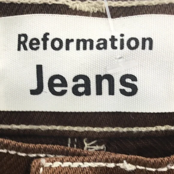 Reformation Cowboy High Rise Straight Leg Jeans, Color: Brown, Size: 26 - Picture 4 of 5